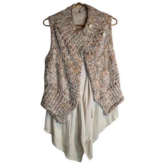 Knitted & Knotted Used Knit Crochet Wool & Cashmere Blend Athleisure Vest Warm - Picture 1 of 6